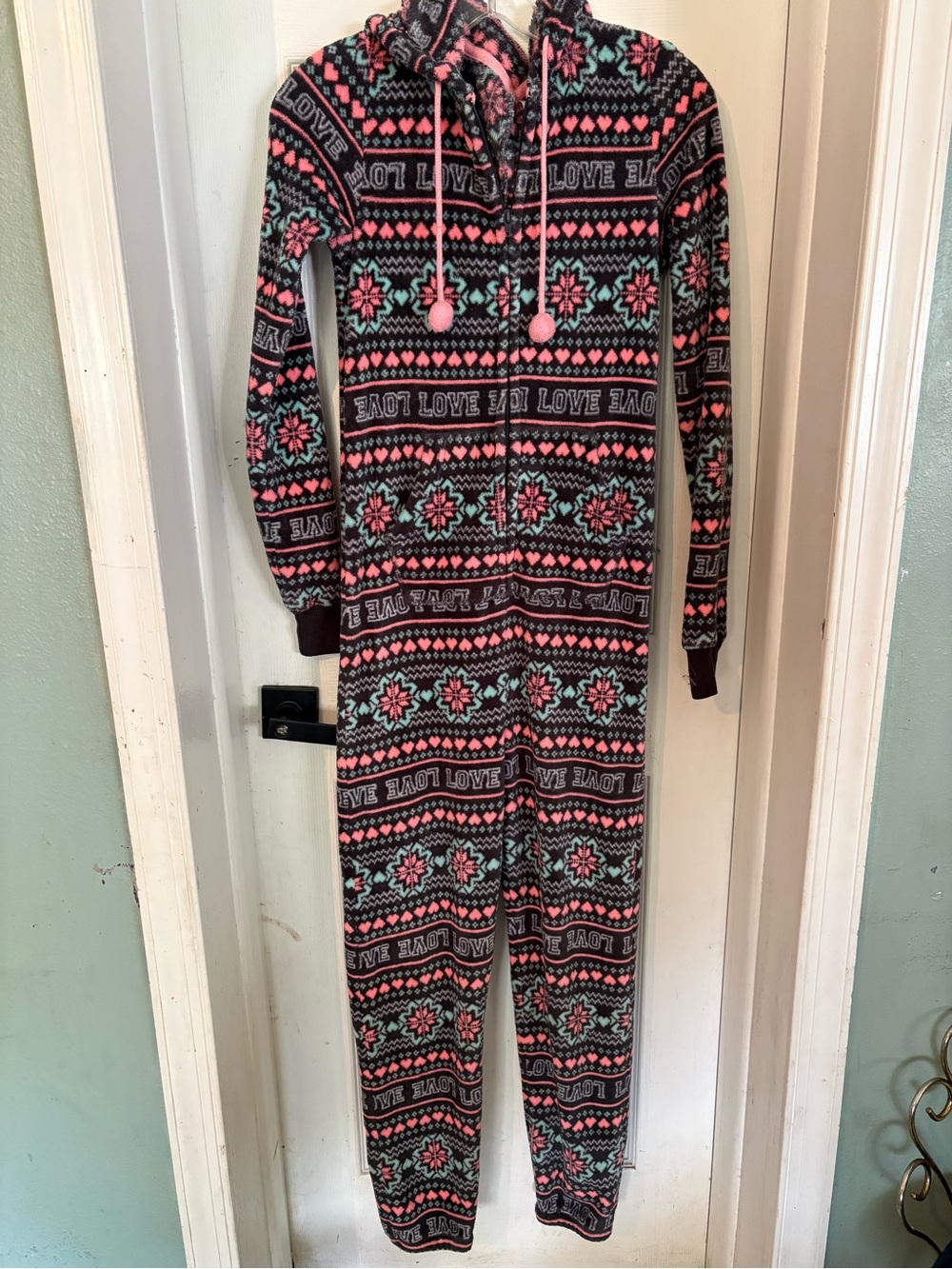 SO adult fleece one piece pajama